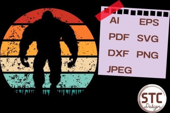 Bigfoot Silhouette Retro Sunset Vintage: A Designer's Asset
