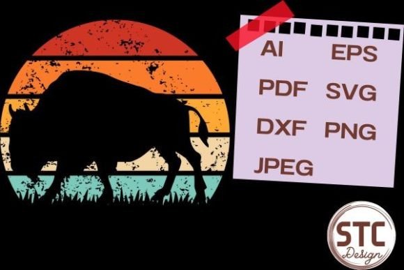 Bison Buffalo Silhouette Retro Sunset: Designing with Western Charm