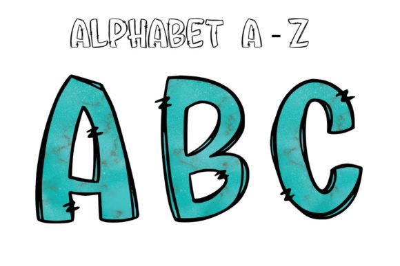 Country Doodle Alphabet Letters Teal: A Fresh Take on Rustic Charm