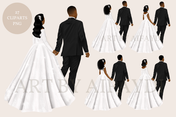 Dark Skin Wedding Couple Clipart: A Designer's Guide