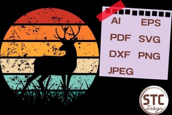 Deer Silhouette Retro Sunset: A Modern Design Asset for Every Project