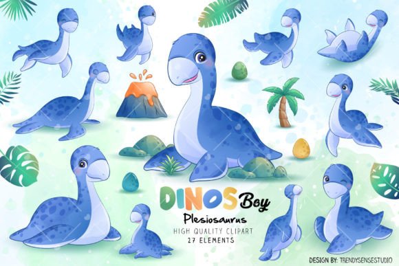 Dinosaur Plesiosaurus Poses Clipart: A Designer's Guide