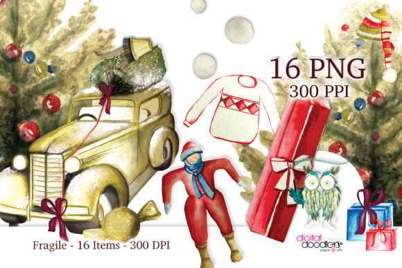 Fragile Watercolor Xmas Graphics: A Holiday Design Collection