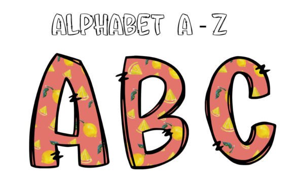 Fruity Alphabet Doodle Summer Alphabet4: A Playful Design Asset