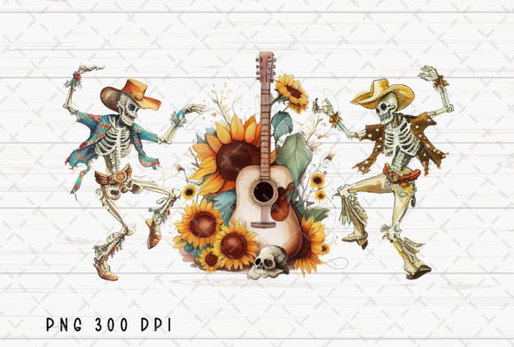 Guitar Sunflower Skeleton Cowboy Dance: A Design Asset with Grit