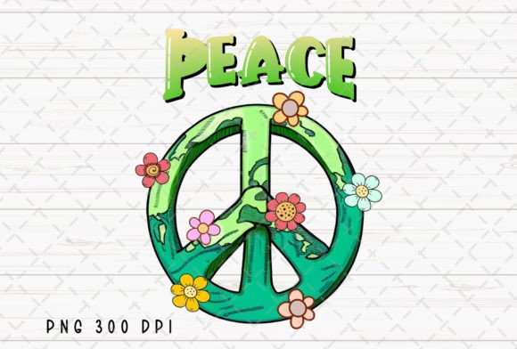 Peace Sign Flowers Groovy Sublimation: A Retro Design Asset