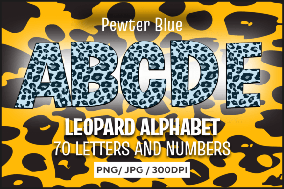 Pewter Blue Leopard Letters: A Creative Typeface